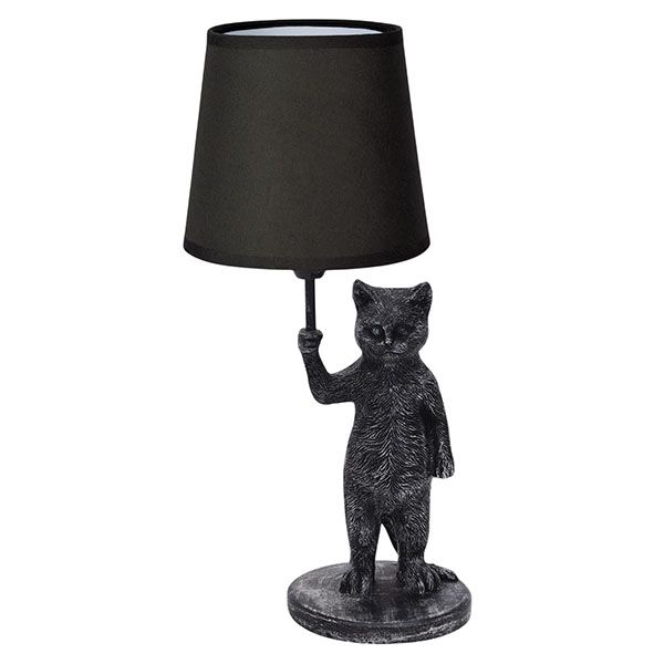 светильник настольный без лампы UML-B465  E14 SILVER-BLACK UL-00013444 "Кот" черный