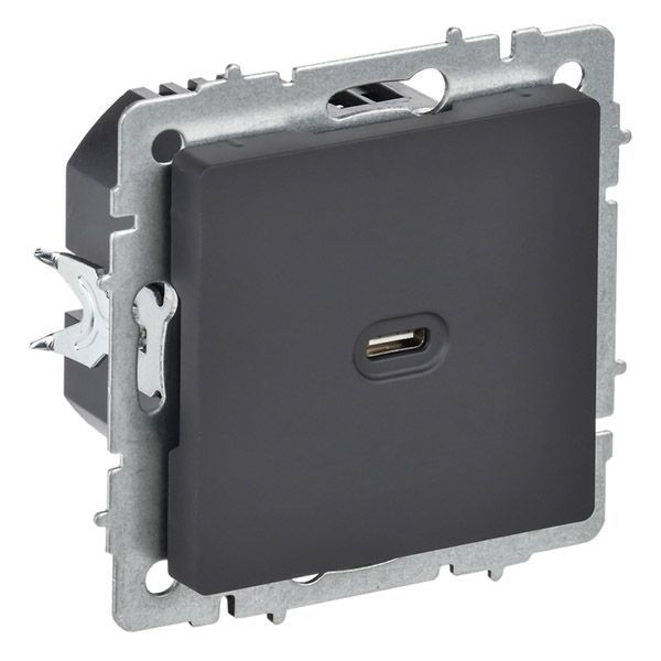 Розетка встраиваемая USB IEK BRITE C 65Вт BR-U13-065-K53 РЮ12-1-БрГ графит