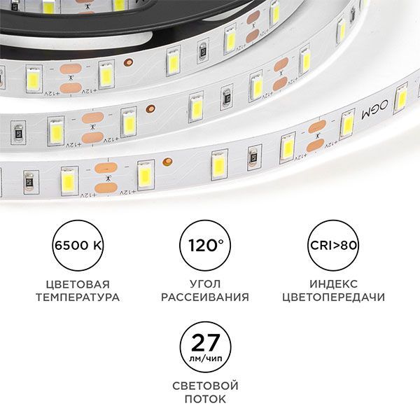 Светодиодная лента Белый 5630 12V  9.6W/m 60Led/метр LSE-290 Эконом 10мм IP20 Светодиодная лента Белый 5630 12V  9.6W/m 60Led/метр LSE-290 Эконом 10мм IP20
