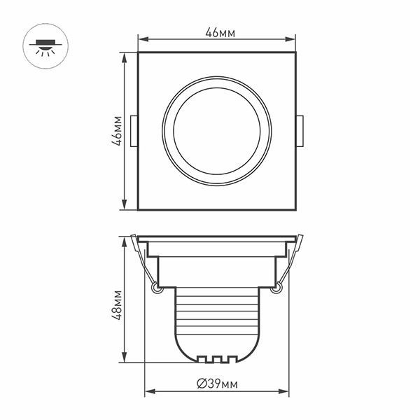светильник   3W Белый дневной  014918 LTM-S46x46WH 30deg 220V квадратный встраиваемый белый светильник   3W Белый дневной  014918 LTM-S46x46WH 30deg 220V квадратный встраиваемый белый