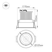 Встраиваемый светильник   9W Белый теплый  017463 LTD-95WH 220V IP20 круглый белый