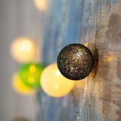 гирлянда НИТЬ Белый теплый с насадками «Клубки бело-зелёные» прозрачная нить, 20 LED, 5м IP20  220 В