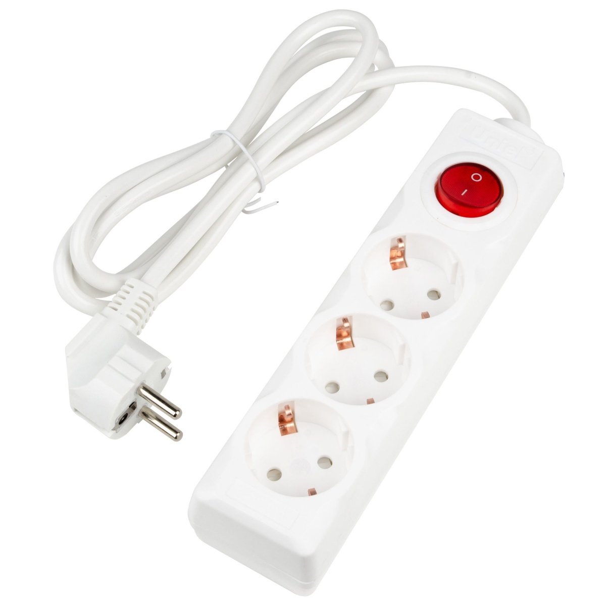 удлинитель с заземлением и выключателем Uniel UL-00010013 S-GCU3-1.5B WHITE 1,5м Ultra