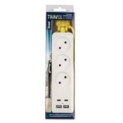 удлинитель без заземления Uniel Travel с разъемами USB UL-00011138 S-CT3-1.8UC WHITE-GREEN