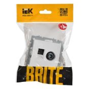 Розетка встраиваемая комбинированная IEK BRITE BR-AK20-1-K91 РТВ/РК12-БрАБ TV+RJ45 кат.5E арктический белый