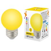лампа декоративная светодиодная шар  G45 Желтый 1.0W UL-00005649 LED-G45-1W/YELLOW/E27/FR/С DECOR COLOR