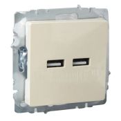 Розетка встраиваемая USB IEK BRITE A+A 3,1А BR-U21-D31-K10 РЮ10-1-БрКр бежевый