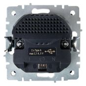 Штепсельная розетка встраиваемая IEK BRITE 16А BR-R14-16-U21-D21-K02 РЮш10-1-БрЧ с з/к и шторками 16А с USB A+A 2,1А черный