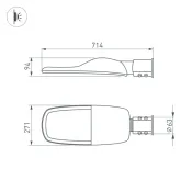 светодиодный светильник Белый теплый 150W 053867 OXOR-TURI-714х271 IP66 серый консольный