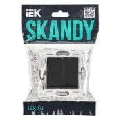 Выключатель встраиваемый двухклавишный перекрестный IEK SKANDY SK-V23-0-10-K02 SK-V06Bl черный