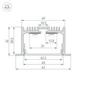 алюминиевый профиль S-LUX SL-LINIA62-F-2000 BLACK (BY) 062590