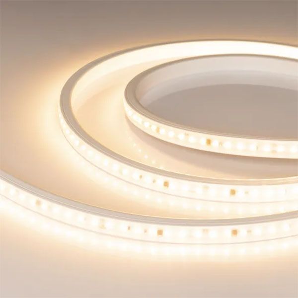 Светодиодная лента Белый теплый 2835 220V 14W/m 84Led/метр герм (PVC-трубка ПВХ экструзия) 054691 ARL-PV-A84-17mm Warm3000 FlickerFree (10м)