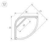 алюминиевый профиль с экраном ARH-KANT-H30-2000 ANOD+OPAL 036771