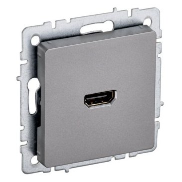 Розетка встраиваемая HDMI IEK BRITE BR-H10-K46 РHDMI-0-БрС сталь