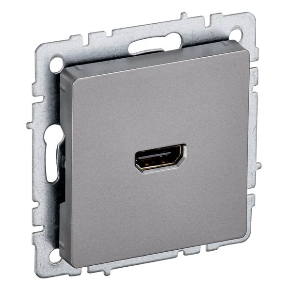 Розетка встраиваемая HDMI IEK BRITE BR-H10-K46 РHDMI-0-БрС сталь
