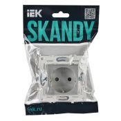 Штепсельная розетка встраиваемая IEK SKANDY 16А SK-R14-16-1-K23 SK-R06S с з/к и шторками безвинтовое крепление серебряный
