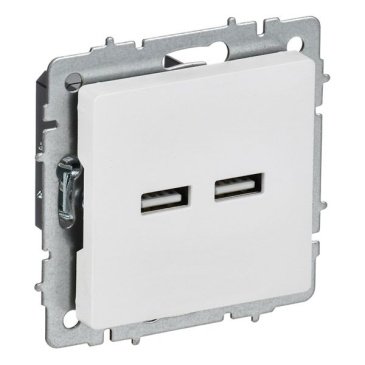 Розетка встраиваемая USB IEK BRITE A+A 3,1А BR-U21-D31-K91 РЮ10-1-БрАБ арктический белый