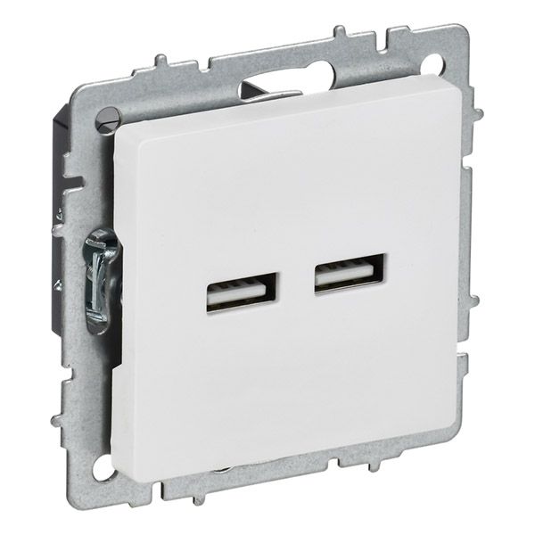 Розетка встраиваемая USB IEK BRITE A+A 3,1А BR-U21-D31-K91 РЮ10-1-БрАБ арктический белый