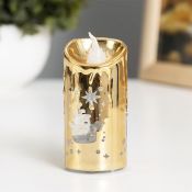 фигурка  светодиодная на батарейках «Свеча Новый год», 3.8х3.8х7.5 см, свечение желтое