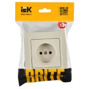 Штепсельная розетка встраиваемая IEK BRITE 10А BR-R10-10-K10-F РСР10-1-0-БрКр без з/к и шторками в сборе бежевый