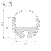 алюминиевый профиль ARL ARH-ROUND-D20-2000 ANOD 040645