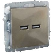 Розетка встраиваемая USB IEK BRITE A+A 3,1А BR-U21-D31-K37 РЮ10-1-БрШ шампань