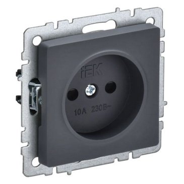 Штепсельная розетка встраиваемая IEK BRITE 10А BR-R13-10-K53 РСш10-2-БрГ без з/к с з/ш графит