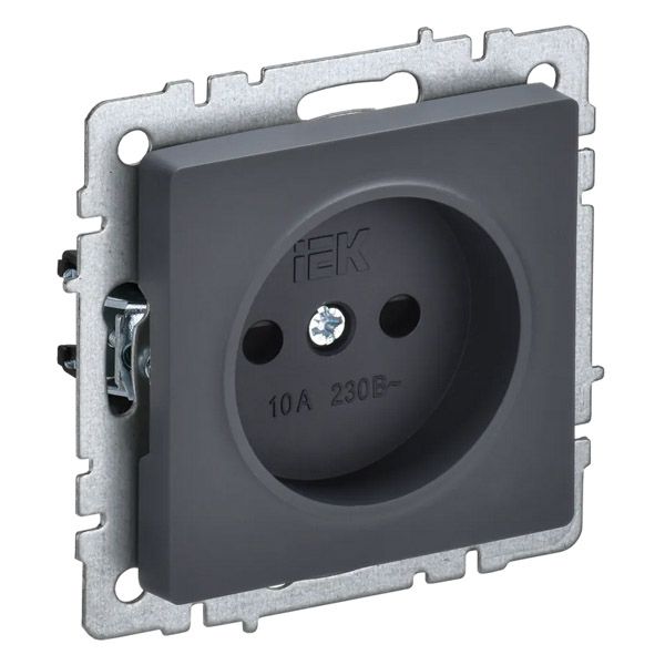 Штепсельная розетка встраиваемая IEK BRITE 10А BR-R13-10-K53 РСш10-2-БрГ без з/к с з/ш графит