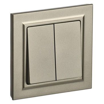 Выключатель встраиваемый двухклавишный IEK BRITE BR-V20-0-10-K37-F ВСР10-2-0-БрШ в сборе шампань