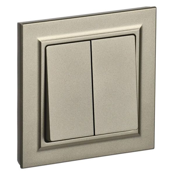 Выключатель встраиваемый двухклавишный IEK BRITE BR-V20-0-10-K37-F ВСР10-2-0-БрШ в сборе шампань