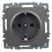 Штепсельная розетка встраиваемая IEK BRITE 16А BR-R14-16-K46 РС14-1-0-БрС с з/к и шторками сталь