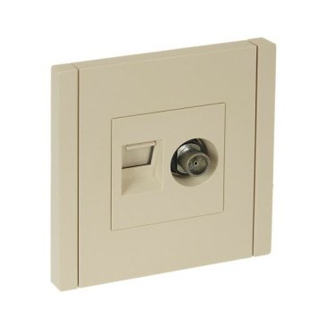 ТВ-розетка встраиваемая TV+RJ45 IEK FORTE&PIANO кат.6 FP437 ваниль FP-AK20-2-K10