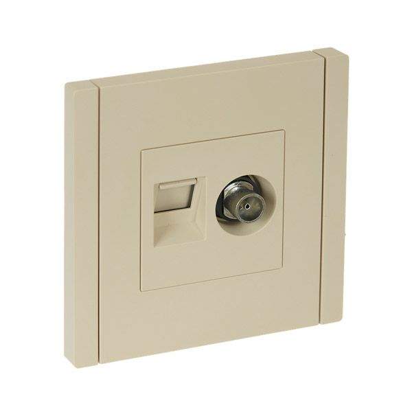 ТВ-розетка встраиваемая TV+RJ45 IEK FORTE&PIANO кат.6 FP437 ваниль FP-AK20-2-K10