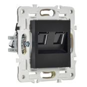 Розетка встраиваемая компьютерная двойная IEK SKANDY SK-K20-1-K02 SK-K03Bl RJ45 кат.5E черный