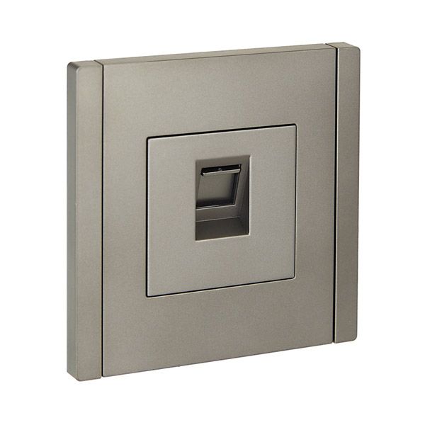 Розетка встраиваемая компьютерная IEK FORTE&PIANO RJ45 кат.5E FP532 сталь FP-K10-1-K46