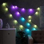 Умная гирлянда «Нить» RGB с насадками «Рифленые шарики» темная нить, управление с приложения, USB, 6.0 м., USB, 20Led, IP20