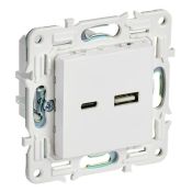 Розетка встраиваемая USB IEK SKANDY A+C 3,1А SK-U22-D31-K01 SK-R14W арктический белый