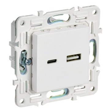 Розетка встраиваемая USB IEK SKANDY A+C 3,1А SK-U22-D31-K01 SK-R14W арктический белый