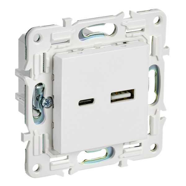 Розетка встраиваемая USB IEK SKANDY A+C 3,1А SK-U22-D31-K01 SK-R14W арктический белый