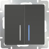 Выключатель встраиваемый двухклавишный с подсветкой WERKEL WL07-SW-2G-LED серо-коричневый Выключатель встраиваемый двухклавишный с подсветкой WERKEL WL07-SW-2G-LED серо-коричневый