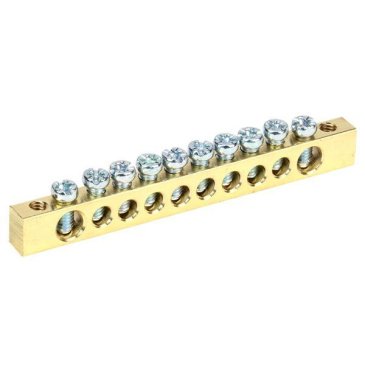 Шина PEN "земля-ноль" 6х9мм 10/2 (10групп/крепеж по краям) YNN11-10-100 IEK