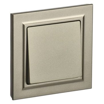 Выключатель встраиваемый одноклавишный IEK BRITE BR-V10-0-10-K37-F ВСР10-1-0-БрШ в сборе шампань