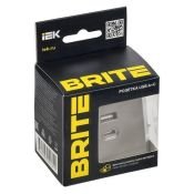 Розетка встраиваемая USB IEK BRITE A+C 45Вт BR-U22-045-K37 РЮ11-2-БрШ шампань