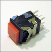 Кнопка ON-(ON) LED RWD-322 (KD2) 3A/250V 6c -чёрно-красная квадр.-