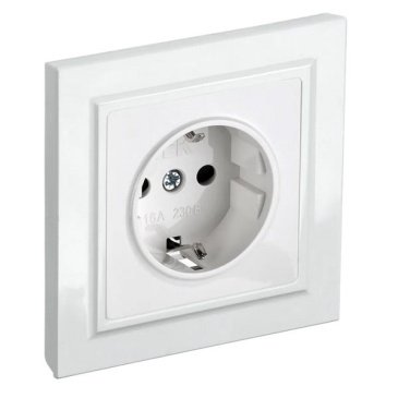 Штепсельная розетка встраиваемая IEK BRITE 16А BR-R14-16-K01-F РСР14-1-0-БрБ с з/к и шторками в сборе белый
