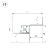 алюминиевый профиль ARH-СEIL-S12-SHADOW-20-SIDE-3000 WHITE 052241