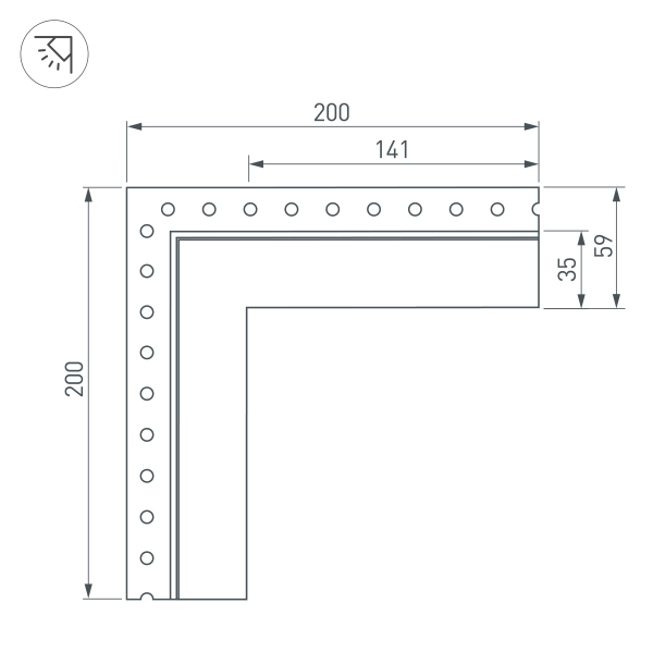 Угол для профиля SL-LINIA32-FANTOM-EDGE внешний 030101