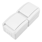 Блок вертикальный 2 розетки INDUSTRIAL KR-78-0801 с/з белый керамический IP54 KRANZ