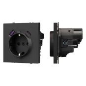 Штепсельная розетка встраиваемая Arlight SCT-NOBE-MUAC-SFPL-BK 16А 054285 с/з и USB тип A+C черный