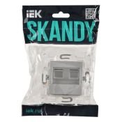 Розетка встраиваемая компьютерная двойная IEK SKANDY SK-K20-1-K23 SK-K03S RJ45 кат.5E серебряный